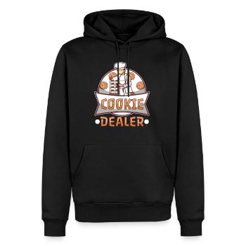 Cookie dealer - Männer Premium Bio Hoodie - Schwarz - Vorne - Nico (187cm)