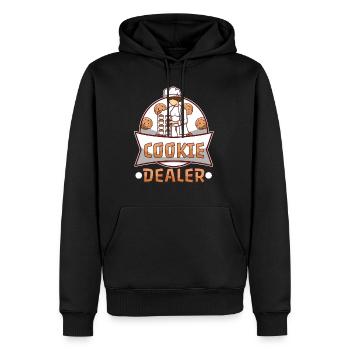 Cookie dealer - Männer Premium Bio Hoodie - Schwarz - Vorne - Nico (187cm)
