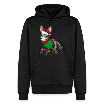 Esel mit Weihnachtsmütze Weihnachtskostüm - Männer Premium Bio Hoodie - Schwarz - Vorne - Nico (187cm)
