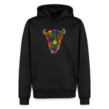 Buffalo Retro Bison Ox Vintage Buffalo - Sweat à capuche Premium bio Homme - noir - Devant - Nico (187cm)