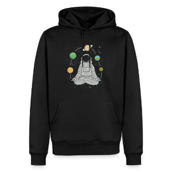Yoga Astronaut Jongleur Planet Weltraum Namaste - Männer Premium Bio Hoodie - Schwarz - Vorne - Nico (187cm)