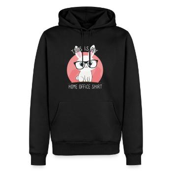 This is my home office rabbit - Men’s Premium Organic Hoodie - black - Front - Nico (187cm)