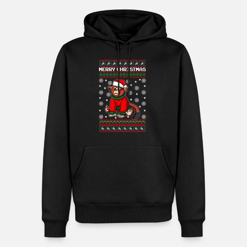 Singe Joyeux Noël - Sweat à capuche Premium bio Homme - noir
