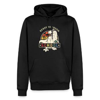 Prêt à écraser le dinosaure de l’école - Sweat à capuche Premium bio Homme - noir - Devant - Nico (187cm)
