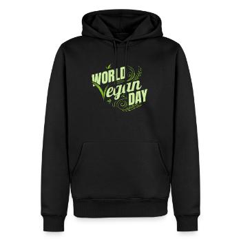 Logo de la Journée mondiale du végétalien vert, Go Vegan - Sweat à capuche Premium bio Homme - noir - Devant - Nico (187cm)