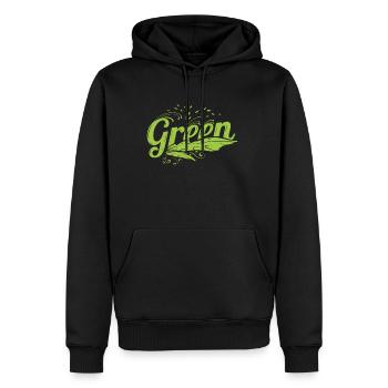 Logo Green Leave and Seeds, Go Vegan - Sweat à capuche Premium bio Homme - noir - Devant - Nico (187cm)