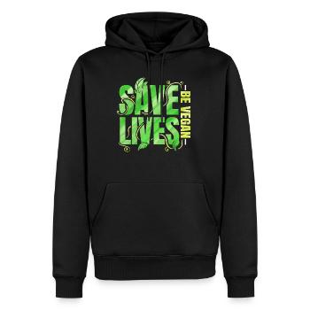 Save Lives - Be Vegan - Männer Premium Bio Hoodie - Schwarz - Vorne - Nico (187cm)
