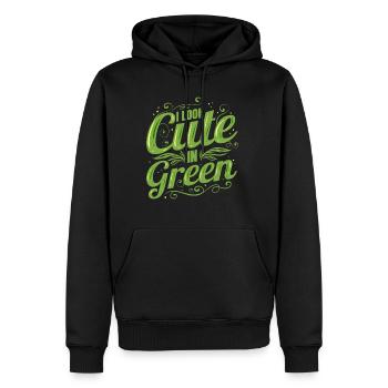 J’ai l’air mignon en vert, deviens végétalien - Sweat à capuche Premium bio Homme - noir - Devant - Nico (187cm)