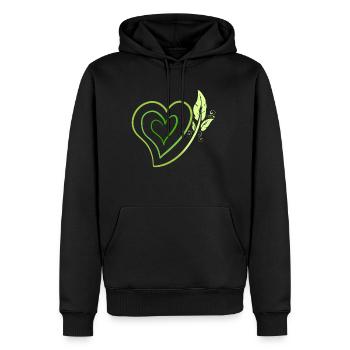 Logo végétalien avec feuilles, devenez végétalien - Sweat à capuche Premium bio Homme - noir - Devant - Nico (187cm)
