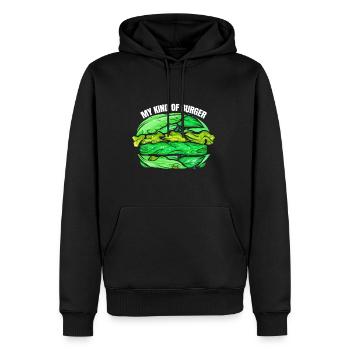 Burger végétarien, mon type de burger est vert et - Sweat à capuche Premium bio Homme - noir - Devant - Nico (187cm)