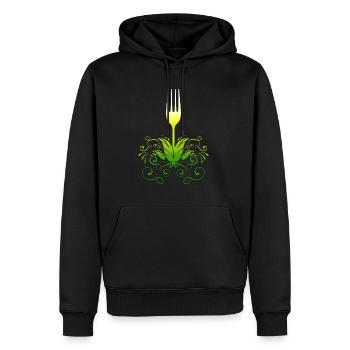 Fork Growing Out Of Veggies, Go Vegan - Männer Premium Bio Hoodie - Schwarz - Vorne - Nico (187cm)