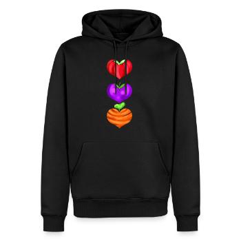 Tomato, Eggplant And Carrot As Hearts - Go Vegan - Männer Premium Bio Hoodie - Schwarz - Vorne - Nico (187cm)