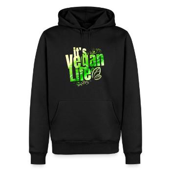 La vie végétalienne de I - Devenez végétalien - Sweat à capuche Premium bio Homme - noir - Devant - Nico (187cm)