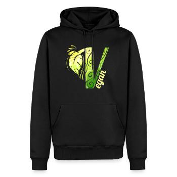 V like Vegan - Green Leaves Logo - Go Vegan - Sweat à capuche Premium bio Homme - noir - Devant - Nico (187cm)