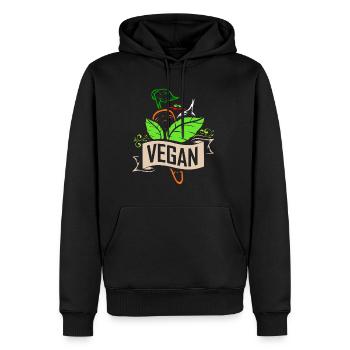 Logo de carotte, oignon et tomate pour les végétariens et - Sweat à capuche Premium bio Homme - noir - Devant - Nico (187cm)