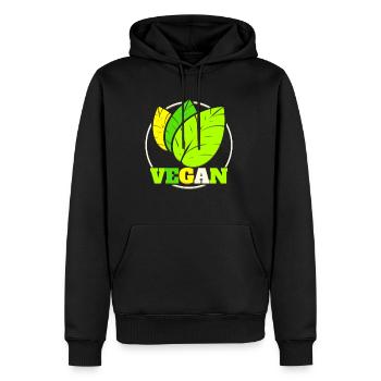Logo Green Leaves pour végétarien et végétalien - Sweat à capuche Premium bio Homme - noir - Devant - Nico (187cm)
