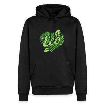 Logo Feuilles Vertes Eco Pour Végétariens Et Végétaliens - Sweat à capuche Premium bio Homme - noir - Devant - Nico (187cm)