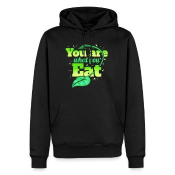 Vous êtes ce que vous mangez, les légumes végétariens deviennent végétaliens - Sweat à capuche Premium bio Homme - noir - Devant - Nico (187cm)