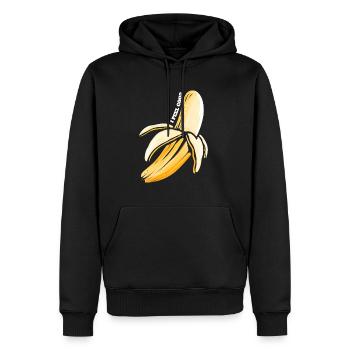 Je me sens bien - Je pele une bonne banane - Végétarien et - Sweat à capuche Premium bio Homme - noir - Devant - Nico (187cm)