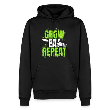 Grow Eat Repeat Vegetarian Vegan - Männer Premium Bio Hoodie - Schwarz - Vorne - Nico (187cm)