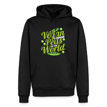 Vegan Brings Peas Into The World - Peace If You - Männer Premium Bio Hoodie - Schwarz - Vorne - Nico (187cm)