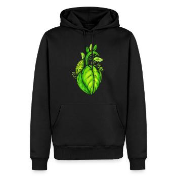 Heart Of Green Leaves - Vegetarian - Go Vegan - Männer Premium Bio Hoodie - Schwarz - Vorne - Nico (187cm)