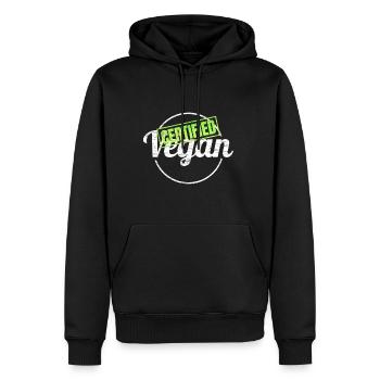 Label For Certified Vegan - Men’s Premium Organic Hoodie - black - Front - Nico (187cm)