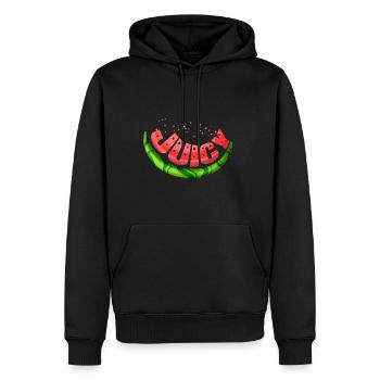 La pastèque est juteuse et savoureuse. Végétarien - Go - Sweat à capuche Premium bio Homme - noir - Devant - Nico (187cm)