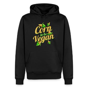 Je suis Corn To Be Vegan - Born To Be Vegan - Sweat à capuche Premium bio Homme - noir - Devant - Nico (187cm)