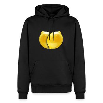 Deux citrons formant un cœur. Love Veggies - Go - Sweat à capuche Premium bio Homme - noir - Devant - Nico (187cm)