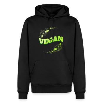Green Leaves Logo - Go Vegan - Männer Premium Bio Hoodie - Schwarz - Vorne - Nico (187cm)