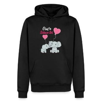 Große Schwester 2023 Elefanten Ballon Herz - Männer Premium Bio Hoodie - Schwarz - Vorne - Nico (187cm)