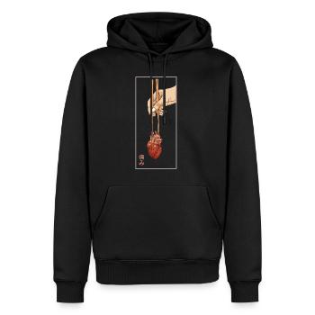 Esthétique Vaporwave Japonais Années 90 Japon Cœur Humain - Sweat à capuche Premium bio Homme - noir - Devant - Nico (187cm)