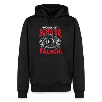 Möglichst Schwer Möglichst Falsch Bodybuilding - Männer Premium Bio Hoodie - Schwarz - Vorne - Nico (187cm)