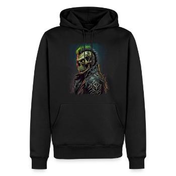 Horror Punk Zombie Skull - Männer Premium Bio Hoodie - Schwarz - Vorne - Nico (187cm)