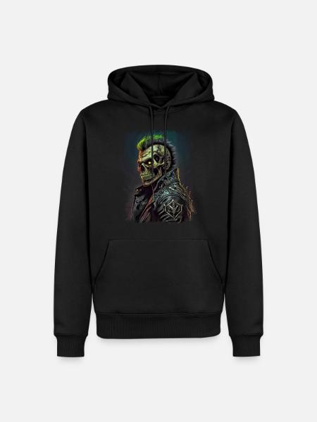 Horror Punk Zombie Skull - Männer Premium Bio Hoodie - Schwarz