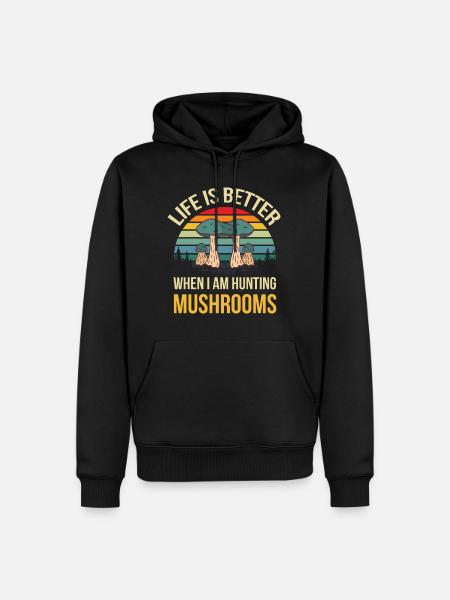 Mushroom pickers and mushroom friends - Men’s Premium Organic Hoodie - black