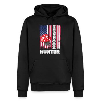 Cueilleurs de champignons et amis champignons - Sweat à capuche Premium bio Homme - noir - Devant - Nico (187cm)