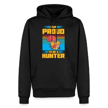Cueilleurs de champignons et amis champignons - Sweat à capuche Premium bio Homme - noir - Devant - Nico (187cm)