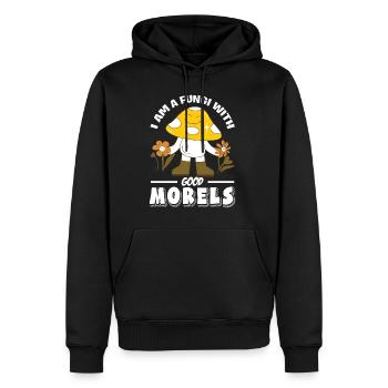 Cueilleurs de champignons et amis champignons - Sweat à capuche Premium bio Homme - noir - Devant - Nico (187cm)