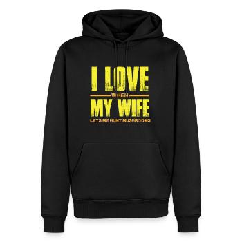Cueilleurs de champignons et amis champignons - Sweat à capuche Premium bio Homme - noir - Devant - Nico (187cm)
