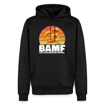 Cueilleurs de champignons et amis champignons - Sweat à capuche Premium bio Homme - noir - Devant - Nico (187cm)