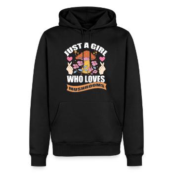 Cueilleurs de champignons et amis champignons - Sweat à capuche Premium bio Homme - noir - Devant - Nico (187cm)