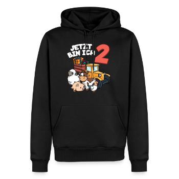 Ich bin schon 2 Traktor Trecker 2. Geburtstag - Männer Premium Bio Hoodie - Schwarz - Vorne - Nico (187cm)