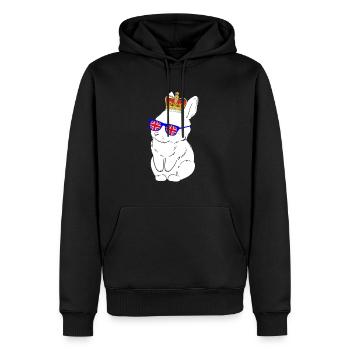 Hase Queen Elizabeth II Britische Krone - Männer Premium Bio Hoodie - Schwarz - Vorne - Nico (187cm)