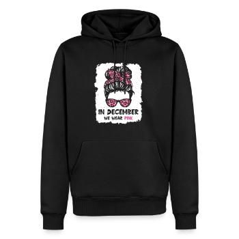 En décembre, nous portons un chignon rose en désordre cancer du sein - Sweat à capuche Premium bio Homme - noir - Devant - Nico (187cm)