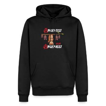 Angepisst von Angepasst Be Different Wiesel - Männer Premium Bio Hoodie - Schwarz - Vorne - Nico (187cm)