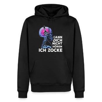Kann Dich Nicht Hören Ich Zocke Gamer Skelett - Männer Premium Bio Hoodie - Schwarz - Vorne - Nico (187cm)
