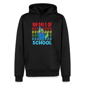 100 jours d’école dinosaure Saur T Rex - Sweat à capuche Premium bio Homme - noir - Devant - Nico (187cm)