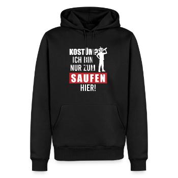 Kostum? Ich bin nur zum Saufen hier - Männer Premium Bio Hoodie - Schwarz - Vorne - Nico (187cm)